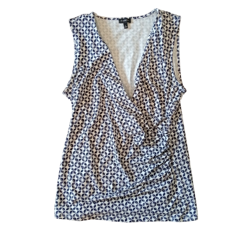🖤🤍TALBOTS🖤🤍                          Black and White Ruched Wrap Blouse